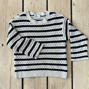 Striped Black and Cream Stripe 3/4 Sleeve Nautical Sweater